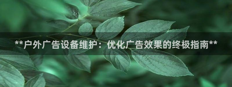 杏宇官方平台官网入口：**户外广告设备维护：优化广告效果的终极指南**