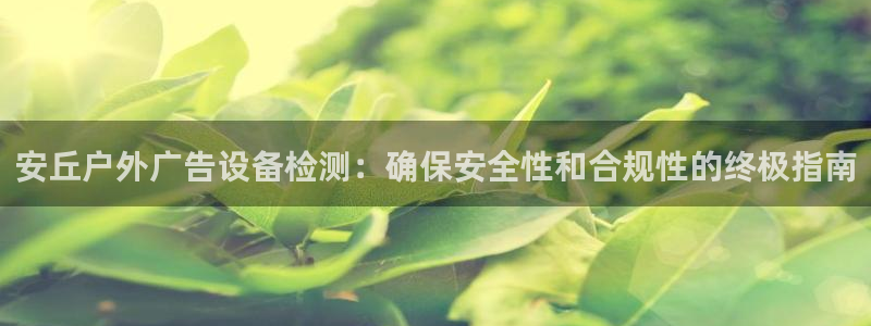 杏宇平台主管：安丘户外广告设备检测：确保安全性和合规性的终极指南